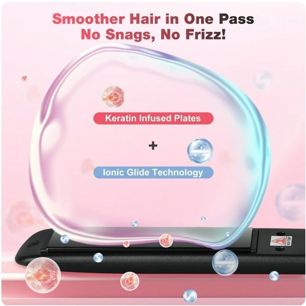 MCURO 1 inch Hair Straightener, Flat Iron for Hair Infused with Keratin, Dual... - Picture 3 of 9